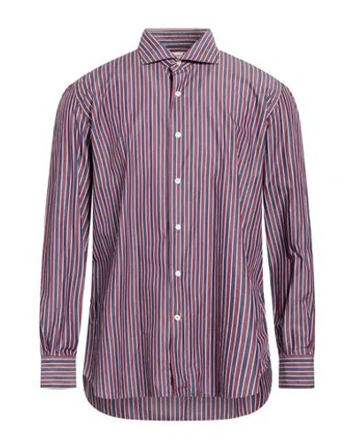 Mazzarelli Man Shirt Burgundy Size 17 Cotton In Purple