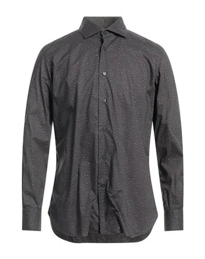 Mazzarelli Man Shirt Dark Brown Size 16 Cotton