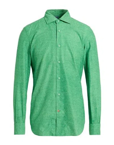 Mazzarelli Man Shirt Green Size 15 ½ Cotton