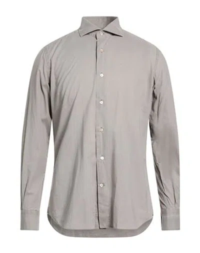 Mazzarelli Man Shirt Grey Size 15 ½ Cotton In Gray