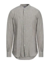 Mazzarelli Man Shirt Khaki Size 16 Linen In Beige