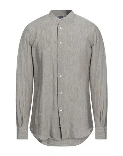 Mazzarelli Man Shirt Khaki Size 16 Linen In Beige