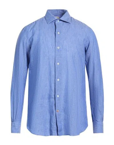 Mazzarelli Man Shirt Light Blue Size 15 ¾ Linen