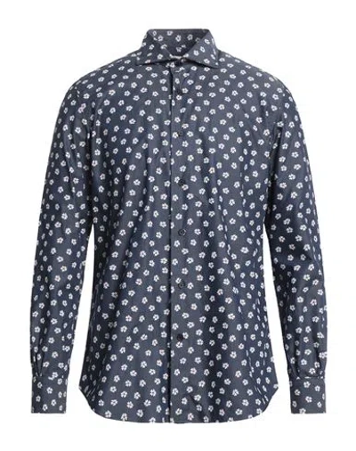 Mazzarelli Man Shirt Midnight Blue Size 16 Cotton