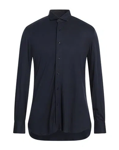Mazzarelli Man Shirt Midnight Blue Size 17 ½ Lyocell, Cashmere