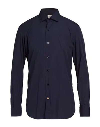 Mazzarelli Man Shirt Navy Size 15 ½ Cotton