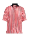 Mazzarelli Man Shirt Red Size 15 ½ Linen, Cotton In Red