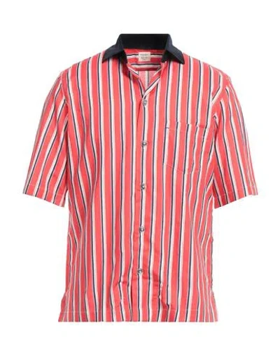 Mazzarelli Man Shirt Red Size 15 ½ Linen, Cotton