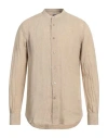 Mazzarelli Man Shirt Sand Size 17 Linen In Beige