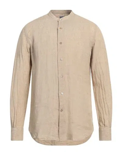Mazzarelli Man Shirt Sand Size 17 Linen In Beige