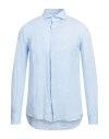 Mazzarelli Man Shirt Sky Blue Size 15 ½ Linen