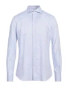 Mazzarelli Man Shirt Sky Blue Size 17 Cotton In Blue