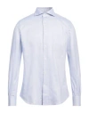 Mazzarelli Man Shirt Sky Blue Size 17 Cotton In Blue