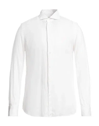 Mazzarelli Man Shirt White Size 15 ¾ Linen In White