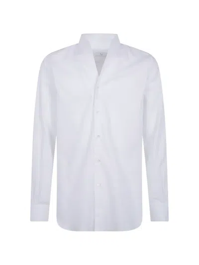 Mazzarelli Mandarin-collar Long-sleeve Shirt In White