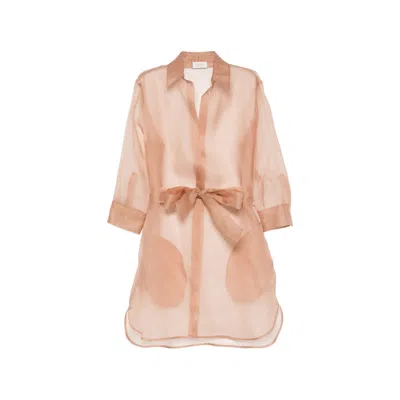 Mazzarelli Organza Sheer Shirt In Pink