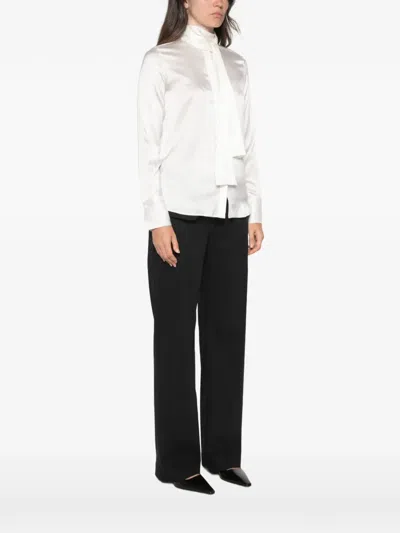Mazzarelli Pussy-bow Silk Blouse In White