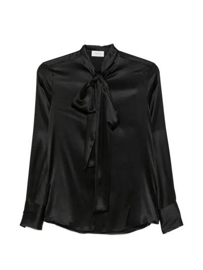 Mazzarelli Pussy-bow Silk-satin Blouse In Black