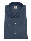 Mazzarelli Linen Blend Shirt In Blue In Blue