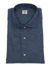 Mazzarelli Linen Blend Shirt In Blue In Blue