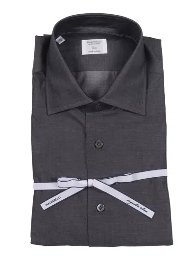Mazzarelli Twill Cotton Shirt In Black