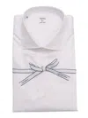 Mazzarelli White Slim Fit Satin Twill Shirt In White