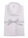 Mazzarelli White Slim Fit Satin Twill Shirt In White