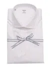 Mazzarelli White Slim Fit Satin Twill Shirt In White