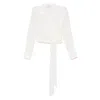 Mazzarelli Camicia Bianca In Seta E Cotone Con Ricami