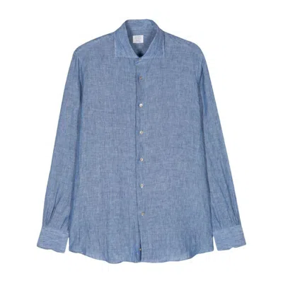 Mazzarelli Hemd Aus Leinen-chambray In Blue