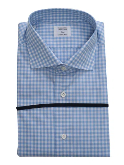 Mazzarelli Slim Fit Vichy Shirt In Azzurro