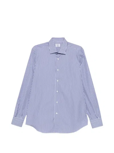 Mazzarelli Striped Button Shirt In Blue