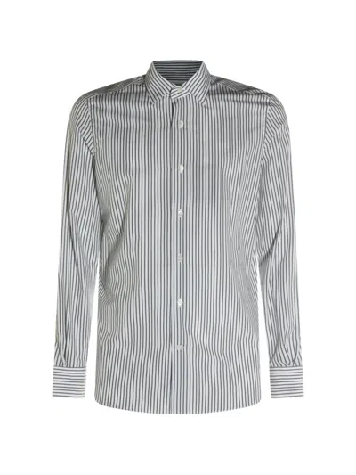 Mazzarelli Striped Button Shirt In White