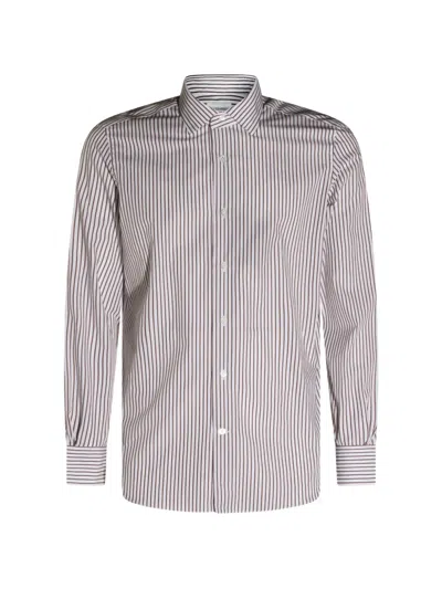 Mazzarelli Striped Button Shirt In Gray