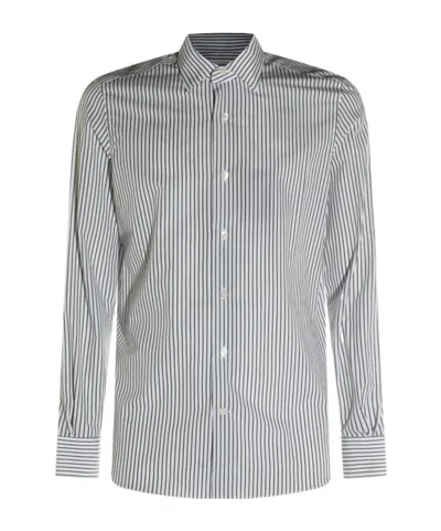 Mazzarelli Striped Button-up Shirt In White/green