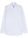 Mazzarelli Striped Cotton Shirt In Blue