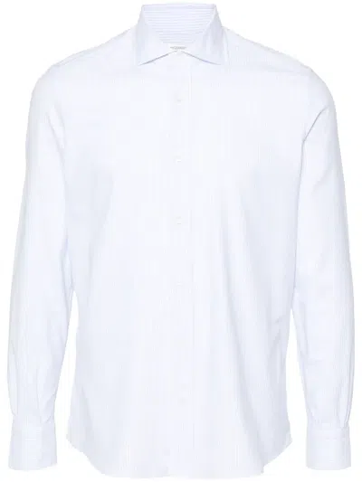 Mazzarelli Striped Cotton Shirt In Blue