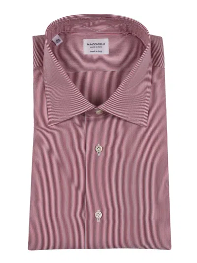Mazzarelli Striped Cotton Slim Fit Shirt In Red