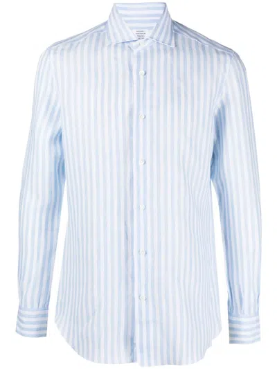 Mazzarelli Striped Long-sleeve Shirt In Blue