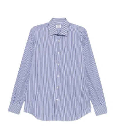 Mazzarelli Striped Button Shirt In Blue