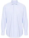 Mazzarelli Man Shirt Sky Blue Size 17 Cotton In Blue
