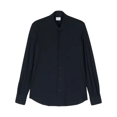 Mazzarelli Tonal Stitching Cotton Shirt In Black