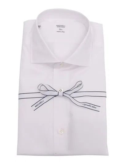 MAZZARELLI WHITE COTTON SLIM FIT SHIRT