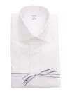 Mazzarelli Camicia In Cotone Slim Fit Da Uomo Con Colletto Classico E Abbottonatura Frontale. In White
