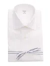 Mazzarelli Camicia In Cotone Slim Fit Da Uomo Con Colletto Classico E Abbottonatura Frontale. In White