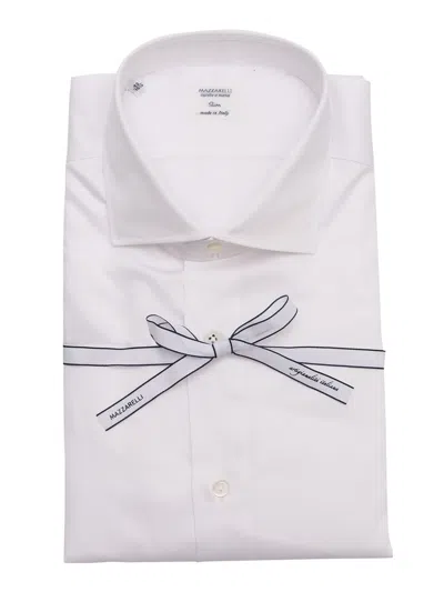Mazzarelli White Slim Fit Satin Twill Shirt