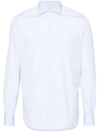 Mazzarelli Cutaway-collar Cotton Shirt In Blue