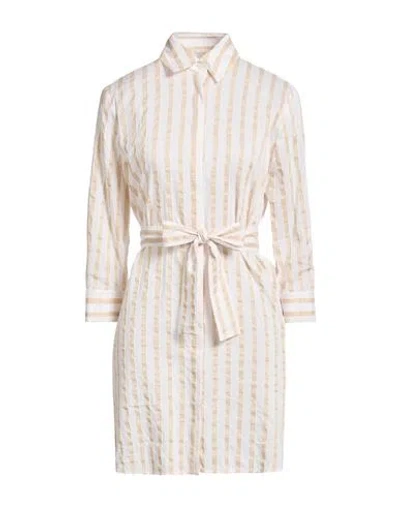 Mazzarelli Woman Mini Dress Beige Size 6 Linen, Cotton, Silk In Animal Print