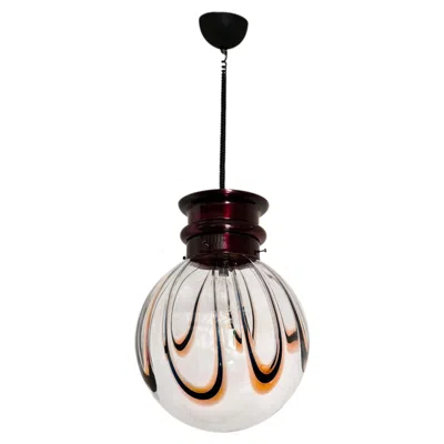 Pre-owned Mazzega Mid Century Modern Murano Glass Pendant Chandelier, Italy In Sand