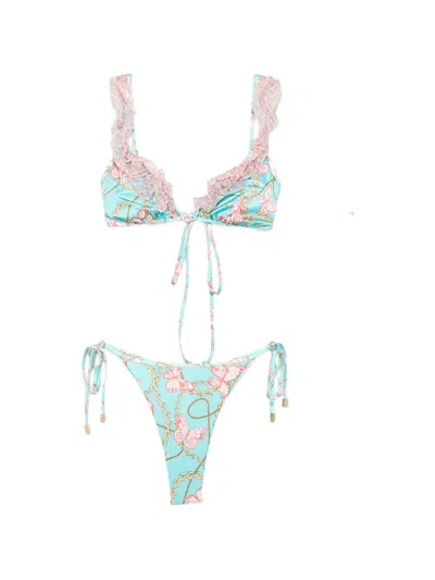 Mazzei Butterfly-print Bikini In Blue